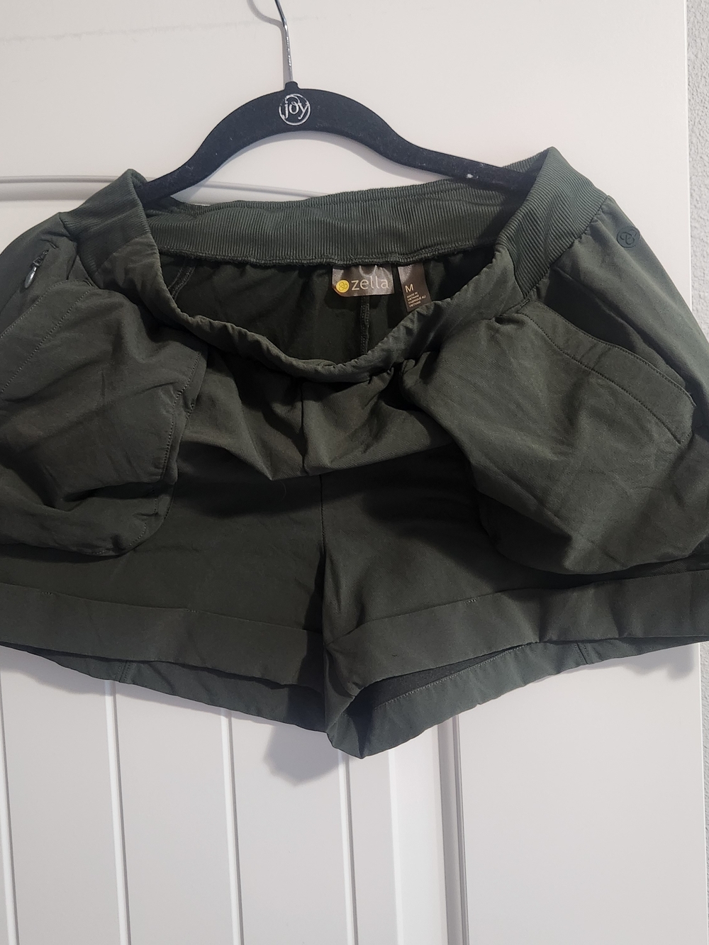 Zella Olive Green Athletic Shorts with Pockets